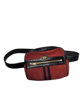 Gucci GG Marmont Sherry Line Red Black Gold suede leather waist fanny bag Purse